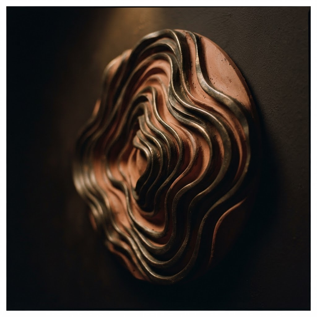 Concentric sculptural sound-wave form representing Rafflessia voice agents